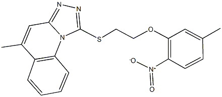 1-[(2-{2-nitro-5-methylphenoxy}ethyl)sulfanyl]-5-methyl[1,2,4]triazolo[4,3-a]quinoline 结构式