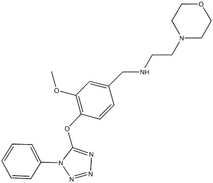 N-{3-methoxy-4-[(1-phenyl-1H-tetraazol-5-yl)oxy]benzyl}-N-[2-(4-morpholinyl)ethyl]amine 结构式