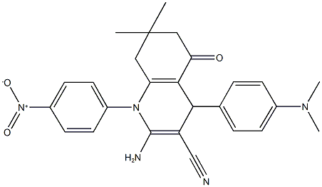 2-amino-4-[4-(dimethylamino)phenyl]-1-{4-nitrophenyl}-7,7-dimethyl-5-oxo-1,4,5,6,7,8-hexahydroquinoline-3-carbonitrile 结构式