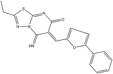 2-ethyl-5-imino-6-[(5-phenyl-2-furyl)methylene]-5,6-dihydro-7H-[1,3,4]thiadiazolo[3,2-a]pyrimidin-7-one 结构式