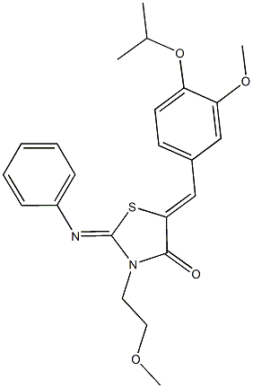 5-(4-isopropoxy-3-methoxybenzylidene)-3-(2-methoxyethyl)-2-(phenylimino)-1,3-thiazolidin-4-one 结构式