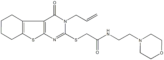 2-[(3-allyl-4-oxo-3,4,5,6,7,8-hexahydro[1]benzothieno[2,3-d]pyrimidin-2-yl)sulfanyl]-N-[2-(4-morpholinyl)ethyl]acetamide 结构式