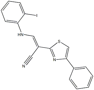 3-(2-iodoanilino)-2-(4-phenyl-1,3-thiazol-2-yl)acrylonitrile 结构式