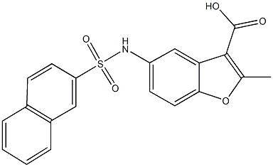 2-methyl-5-[(2-naphthylsulfonyl)amino]-1-benzofuran-3-carboxylic acid 结构式