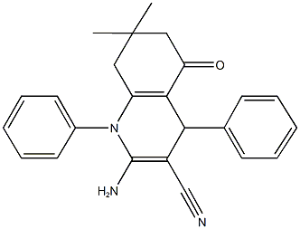 2-amino-7,7-dimethyl-5-oxo-1,4-diphenyl-1,4,5,6,7,8-hexahydro-3-quinolinecarbonitrile 结构式