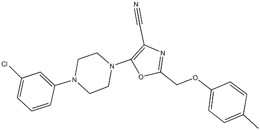 5-[4-(3-chlorophenyl)-1-piperazinyl]-2-[(4-methylphenoxy)methyl]-1,3-oxazole-4-carbonitrile 结构式
