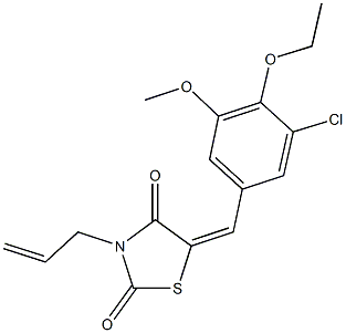 3-allyl-5-(3-chloro-4-ethoxy-5-methoxybenzylidene)-1,3-thiazolidine-2,4-dione 结构式