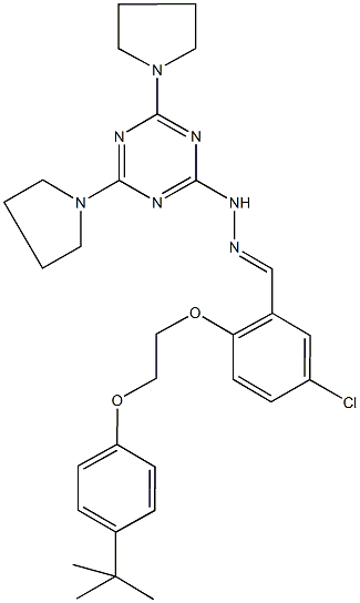 2-[2-(4-tert-butylphenoxy)ethoxy]-5-chlorobenzaldehyde (4,6-dipyrrolidin-1-yl-1,3,5-triazin-2-yl)hydrazone 结构式