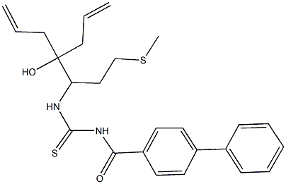 4-({[({2-allyl-2-hydroxy-1-[2-(methylsulfanyl)ethyl]-4-pentenyl}amino)carbothioyl]amino}carbonyl)-1,1'-biphenyl 结构式