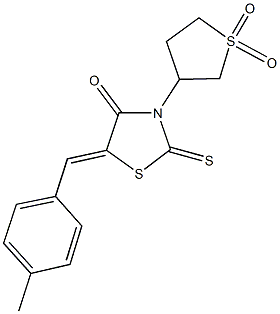 3-(1,1-dioxidotetrahydro-3-thienyl)-5-(4-methylbenzylidene)-2-thioxo-1,3-thiazolidin-4-one 结构式