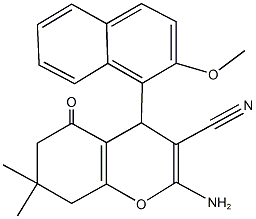 2-amino-4-(2-methoxy-1-naphthyl)-7,7-dimethyl-5-oxo-5,6,7,8-tetrahydro-4H-chromene-3-carbonitrile 结构式