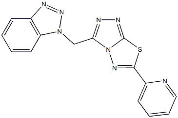 1-{[6-(2-pyridinyl)[1,2,4]triazolo[3,4-b][1,3,4]thiadiazol-3-yl]methyl}-1H-1,2,3-benzotriazole 结构式