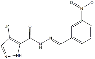 4-bromo-N'-{3-nitrobenzylidene}-1H-pyrazole-5-carbohydrazide 结构式