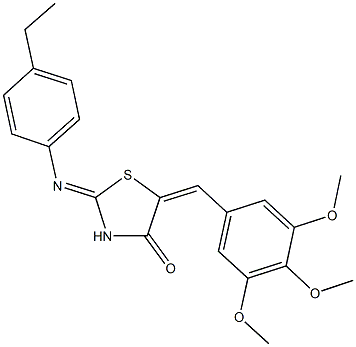 2-[(4-ethylphenyl)imino]-5-(3,4,5-trimethoxybenzylidene)-1,3-thiazolidin-4-one 结构式