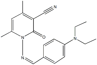 1-{[4-(diethylamino)benzylidene]amino}-4,6-dimethyl-2-oxo-1,2-dihydropyridine-3-carbonitrile 结构式