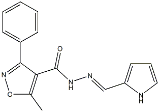 5-methyl-3-phenyl-N'-(1H-pyrrol-2-ylmethylene)-4-isoxazolecarbohydrazide 结构式