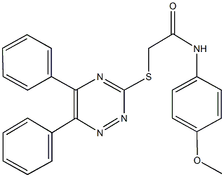 2-[(5,6-diphenyl-1,2,4-triazin-3-yl)sulfanyl]-N-[4-(methyloxy)phenyl]acetamide 结构式