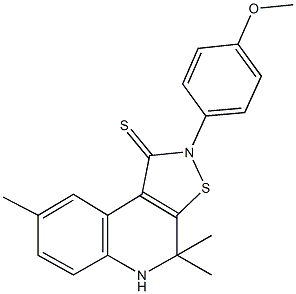 2-(4-methoxyphenyl)-4,4,8-trimethyl-4,5-dihydroisothiazolo[5,4-c]quinoline-1(2H)-thione 结构式
