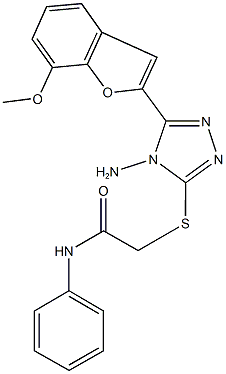 2-{[4-amino-5-(7-methoxy-1-benzofuran-2-yl)-4H-1,2,4-triazol-3-yl]thio}-N-phenylacetamide 结构式