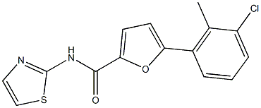 5-(3-chloro-2-methylphenyl)-N-(1,3-thiazol-2-yl)-2-furamide 结构式