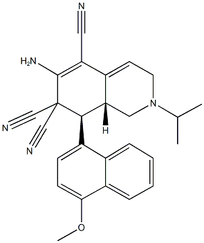 6-amino-2-isopropyl-8-(4-methoxy-1-naphthyl)-2,3,8,8a-tetrahydro-5,7,7(1H)-isoquinolinetricarbonitrile 结构式