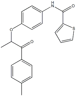 N-{4-[1-methyl-2-(4-methylphenyl)-2-oxoethoxy]phenyl}-2-thiophenecarboxamide 结构式