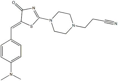 3-(4-{5-[4-(dimethylamino)benzylidene]-4-oxo-4,5-dihydro-1,3-thiazol-2-yl}-1-piperazinyl)propanenitrile 结构式