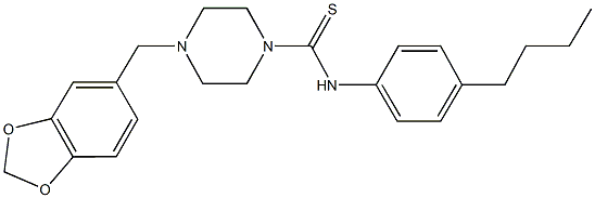 4-(1,3-benzodioxol-5-ylmethyl)-N-(4-butylphenyl)-1-piperazinecarbothioamide 结构式