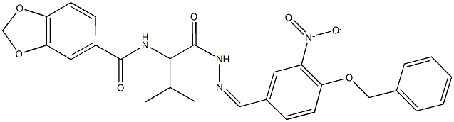 N-[1-({2-[4-(benzyloxy)-3-nitrobenzylidene]hydrazino}carbonyl)-2-methylpropyl]-1,3-benzodioxole-5-carboxamide 结构式