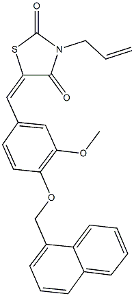 3-allyl-5-[3-methoxy-4-(1-naphthylmethoxy)benzylidene]-1,3-thiazolidine-2,4-dione 结构式