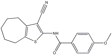 N-(3-cyano-5,6,7,8-tetrahydro-4H-cyclohepta[b]thien-2-yl)-4-methoxybenzamide 结构式