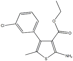 ethyl 2-amino-4-(3-chlorophenyl)-5-methyl-3-thiophenecarboxylate 结构式