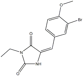 5-(3-bromo-4-methoxybenzylidene)-3-ethyl-2,4-imidazolidinedione 结构式