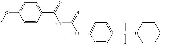 N-(4-methoxybenzoyl)-N'-{4-[(4-methylpiperidin-1-yl)sulfonyl]phenyl}thiourea 结构式