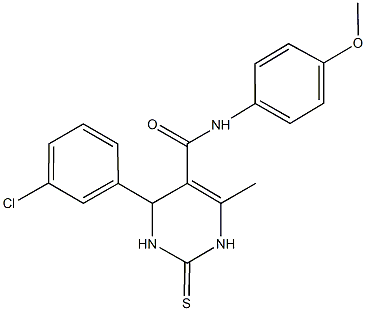 4-(3-chlorophenyl)-N-(4-methoxyphenyl)-6-methyl-2-thioxo-1,2,3,4-tetrahydro-5-pyrimidinecarboxamide 结构式