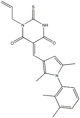 1-allyl-5-{[1-(2,3-dimethylphenyl)-2,5-dimethyl-1H-pyrrol-3-yl]methylene}-2-thioxodihydro-4,6(1H,5H)-pyrimidinedione 结构式