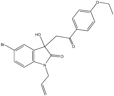 1-allyl-5-bromo-3-[2-(4-ethoxyphenyl)-2-oxoethyl]-3-hydroxy-1,3-dihydro-2H-indol-2-one 结构式