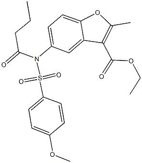 ethyl 5-{butyryl[(4-methoxyphenyl)sulfonyl]amino}-2-methyl-1-benzofuran-3-carboxylate 结构式