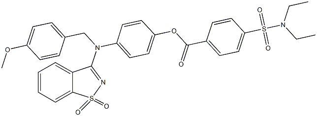 4-[(1,1-dioxido-1,2-benzisothiazol-3-yl)(4-methoxybenzyl)amino]phenyl 4-[(diethylamino)sulfonyl]benzoate 结构式