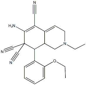 6-amino-8-(2-ethoxyphenyl)-2-ethyl-2,3,8,8a-tetrahydro-5,7,7(1H)-isoquinolinetricarbonitrile 结构式