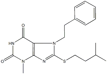 8-(isopentylsulfanyl)-3-methyl-7-(2-phenylethyl)-3,7-dihydro-1H-purine-2,6-dione 结构式