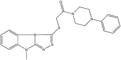 9-methyl-9H-[1,2,4]triazolo[4,3-a]benzimidazol-3-yl 2-oxo-2-(4-phenyl-1-piperazinyl)ethyl sulfide 结构式