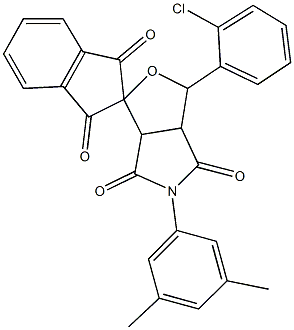 1-(2-chlorophenyl)-5-(3,5-dimethylphenyl)-3a,6a-dihydrospiro(1H-furo[3,4-c]pyrrole-3,2'-[1'H]-indene)-1',3',4,6(2'H,3H,5H)-tetrone 结构式