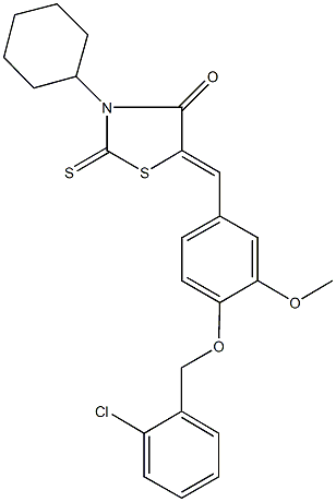 5-{4-[(2-chlorobenzyl)oxy]-3-methoxybenzylidene}-3-cyclohexyl-2-thioxo-1,3-thiazolidin-4-one 结构式