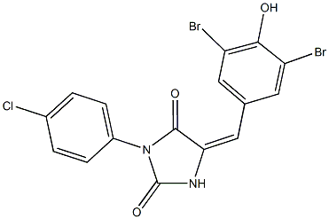 3-(4-chlorophenyl)-5-(3,5-dibromo-4-hydroxybenzylidene)-2,4-imidazolidinedione 结构式