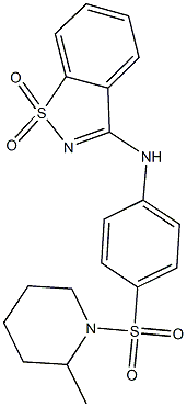 N-(1,1-dioxido-1,2-benzisothiazol-3-yl)-N-{4-[(2-methyl-1-piperidinyl)sulfonyl]phenyl}amine 结构式