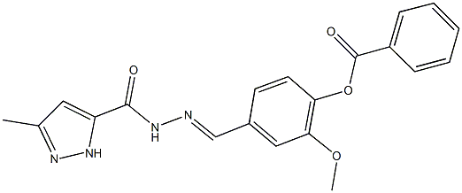 2-methoxy-4-{2-[(3-methyl-1H-pyrazol-5-yl)carbonyl]carbohydrazonoyl}phenyl benzoate 结构式