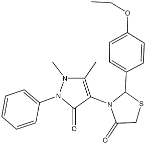 3-(1,5-dimethyl-3-oxo-2-phenyl-2,3-dihydro-1H-pyrazol-4-yl)-2-(4-ethoxyphenyl)-1,3-thiazolidin-4-one 结构式
