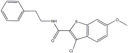 3-chloro-6-methoxy-N-(2-phenylethyl)-1-benzothiophene-2-carboxamide 结构式