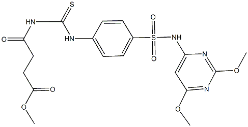 methyl 4-{[(4-{[(2,6-dimethoxy-4-pyrimidinyl)amino]sulfonyl}anilino)carbothioyl]amino}-4-oxobutanoate 结构式